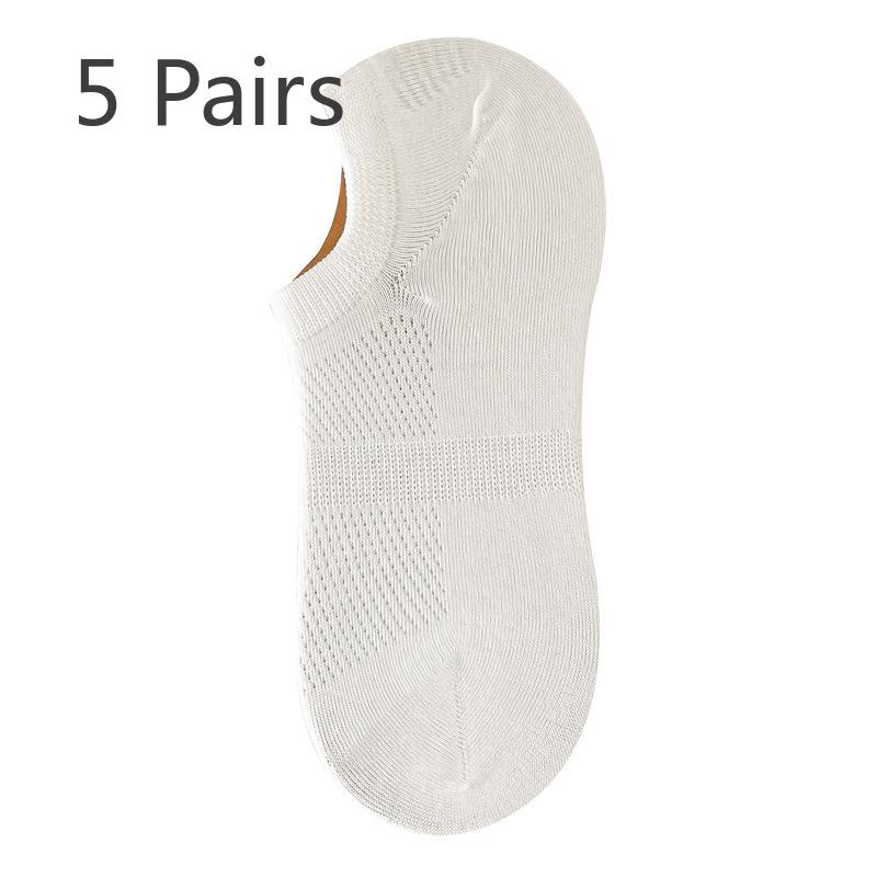 5 Pairs of Women's Summer Breathable Thin Cotton Shallow Mouth Invisible Off with 7A Antibacterial and Deodorant Boneless Socks