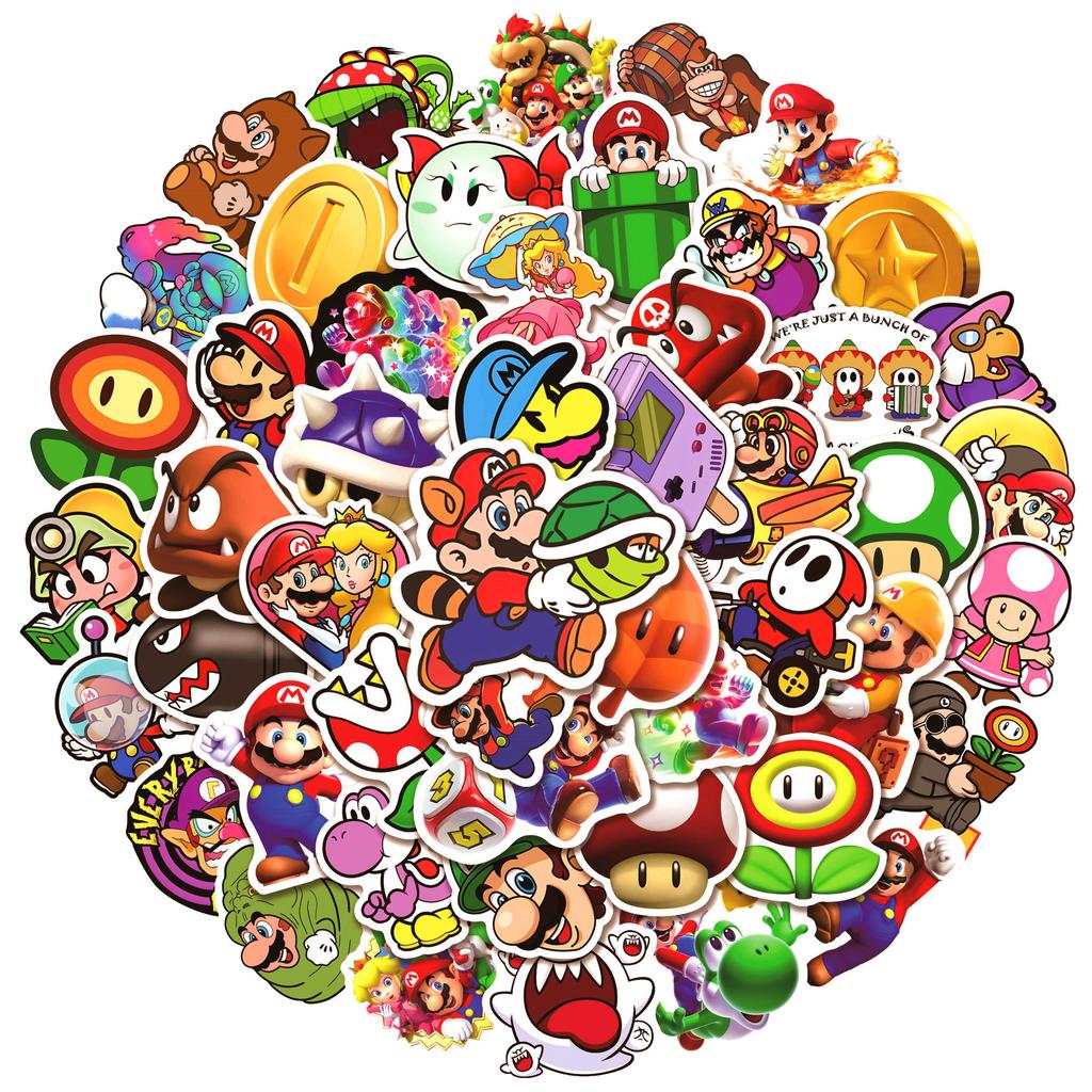100PCS Classic Game Super Mario Sticker Toys Graffiti Decals Laptop Luggage Skateboard Waterproof Sticker Kid Toy