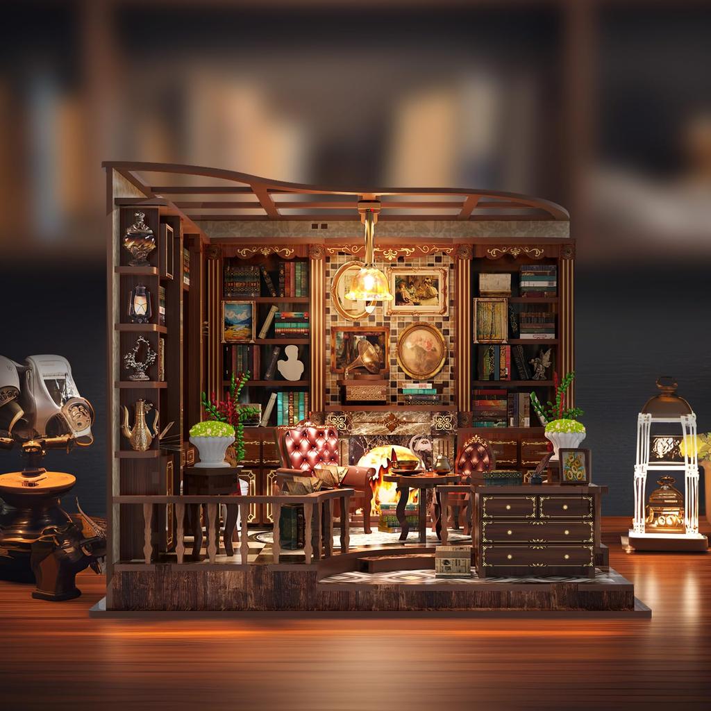 QmXCyzl Wooden DIY Miniature Dollhouse 3D Plastic Model Craft Wood Interior Holiday Craft Handmade Bank Kit, Puzzle, Kit, Kit, Puzzle, Decor, Gift,