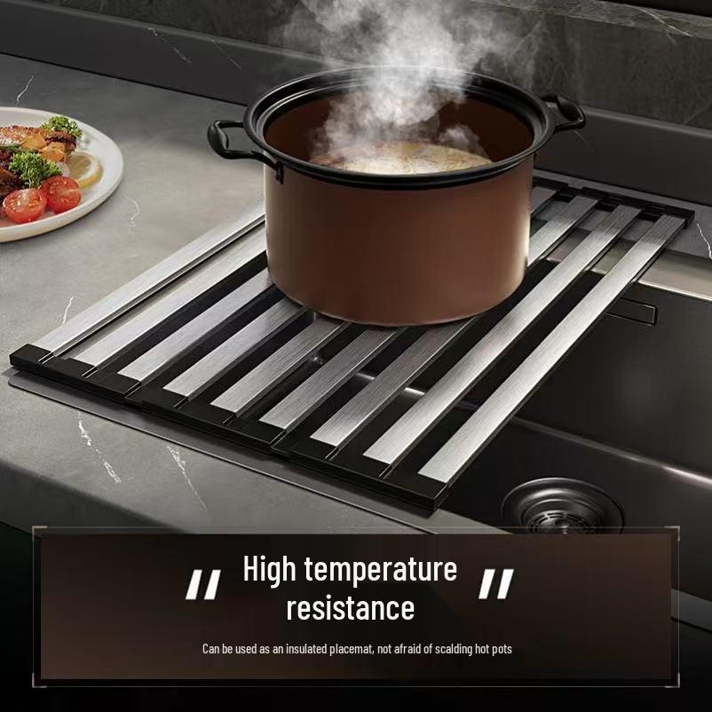 304 Stainless Steel Retractable Folding Kitchen Sink Dish Drainer Basket Rack