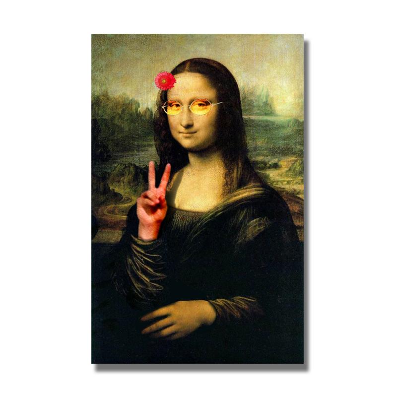 Da Vinci Famous Art Canvas Painting Funny Mona Lisa Posters and Prints Wall Art Picture for Living Room Home Decoration Cuadros