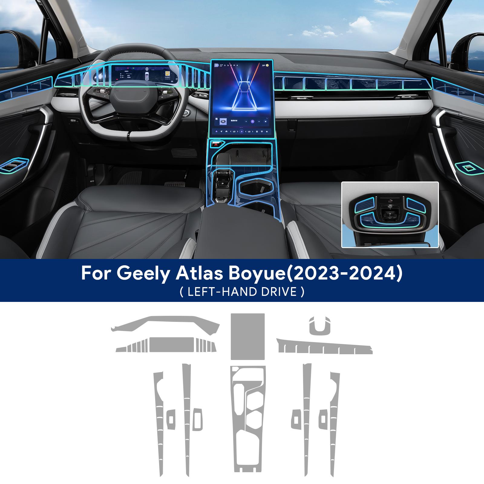 Для Geely Atlas Boyue 2024 Внутренняя пленка TPU Наклейка Центральная консоль Переключатель Навигатор Аксессуары для дверей Прозрачная Защитная for geely boyue