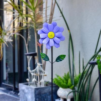Garden Decorative Pile Rotating Garden Windmill Spinner Metal Creative Gardening Plug Simulation Flower Climbing Support Park