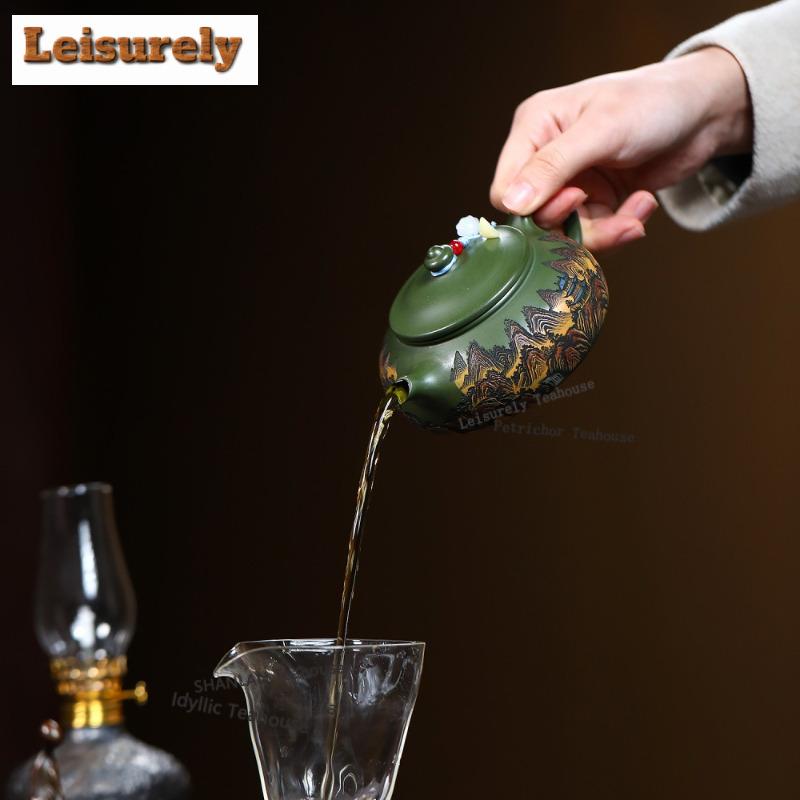 230ml Vintage Yixing Lila Ton Teekannen Handgefertigt Han Jiang Kanne Roh Erz Grüner Schlamm Kessel Chinesisches Zisha Teeservice Geschirr Geschenk