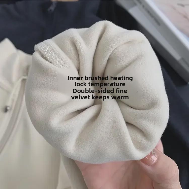 2024 Herbst/Winter Damen Minimalistischer Doppelreißverschluss Stehkragen Layering Samtpullover Strickjacke