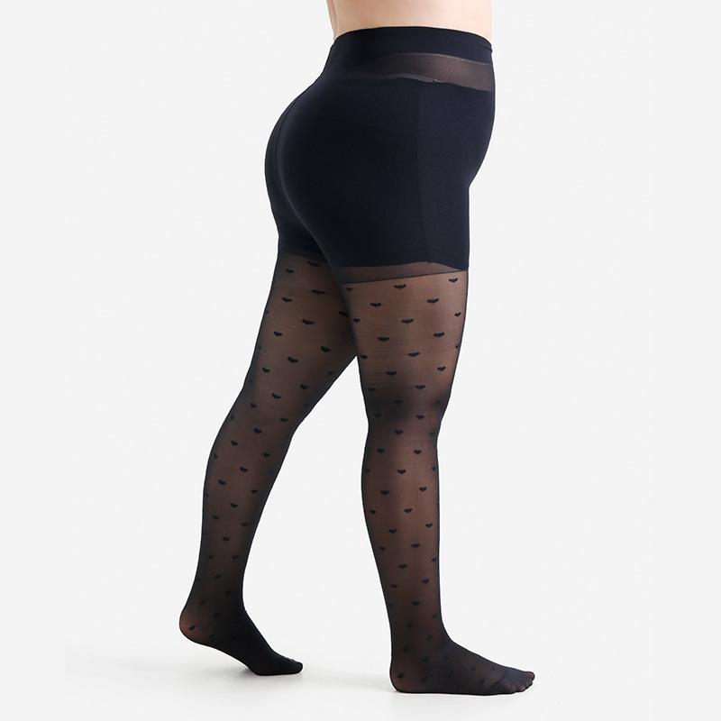 

Women 30D Plus Size Xl 2Xl 3Xl 4X Ladies Confort Lift Hip Nylon Hosiery Pantyhose Heart Pattern Hosiery Stockings 2XL