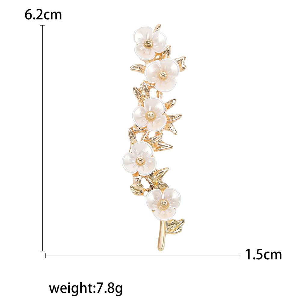 Rhinestone Plum Blossom Branch Pins for Women Pearl Plant Brooches Office Party Friends Gifts Jewelry Accessories