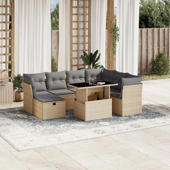 VidaXL Salon de jardin avec coussins 8 pcs beige résine tressée 3274679