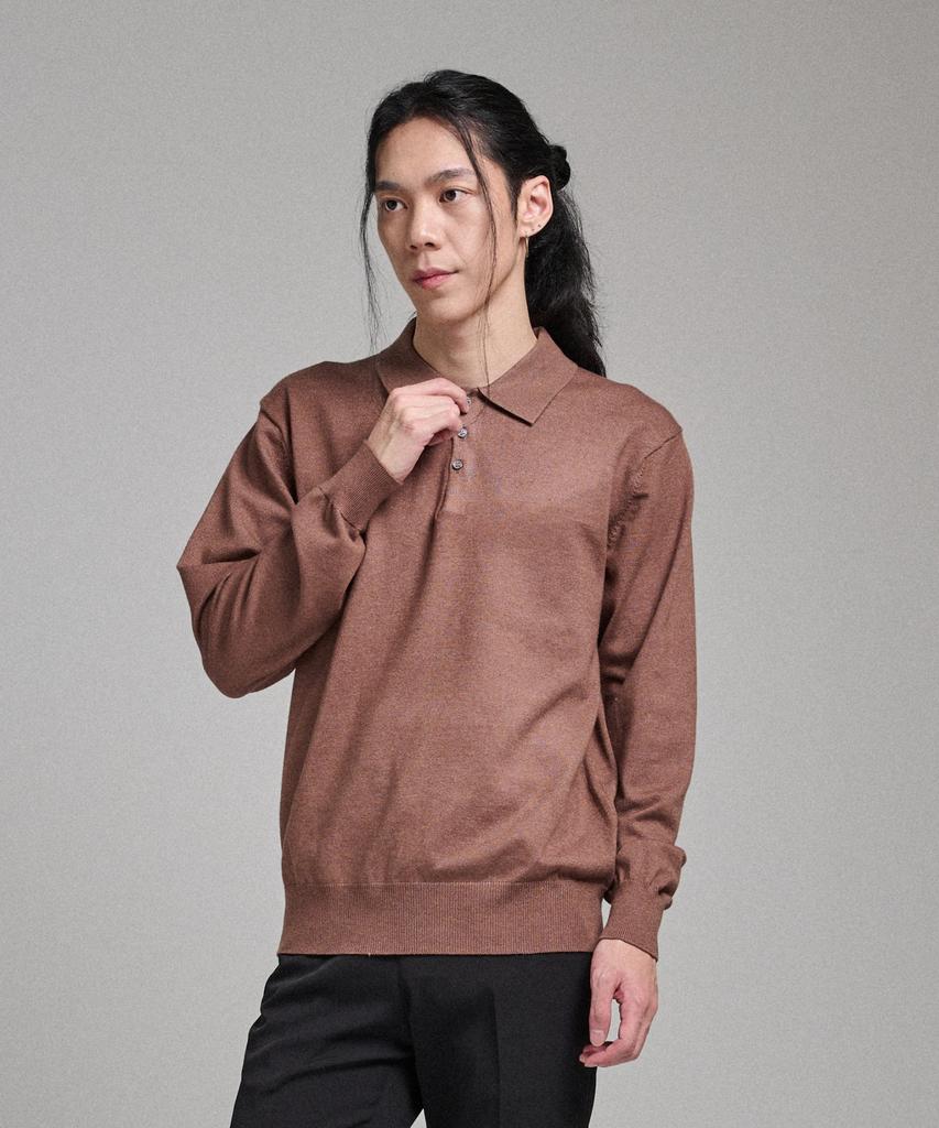 ANALOG MOOD Semi-Collar Neck Knit (Brown)