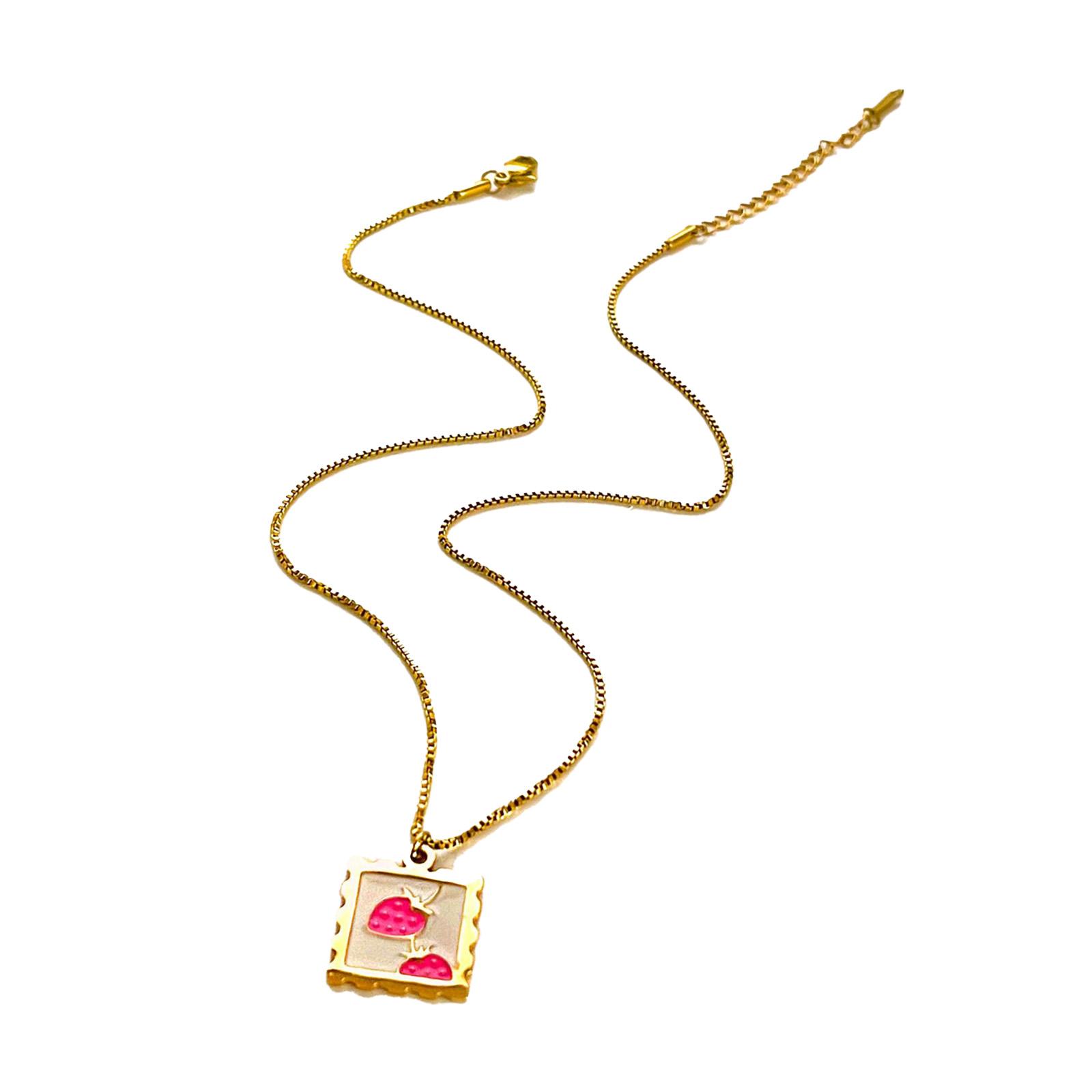 

Vintage Style Cherry/Strawberry/Lemon Charm Necklace Adjustable Length Neckchain Dainty Jewelry for Summer Vibes 2