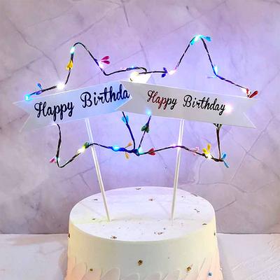 Birthday Party Cake Insert Decorations For Cake With Led Love Star For Birthday Shower