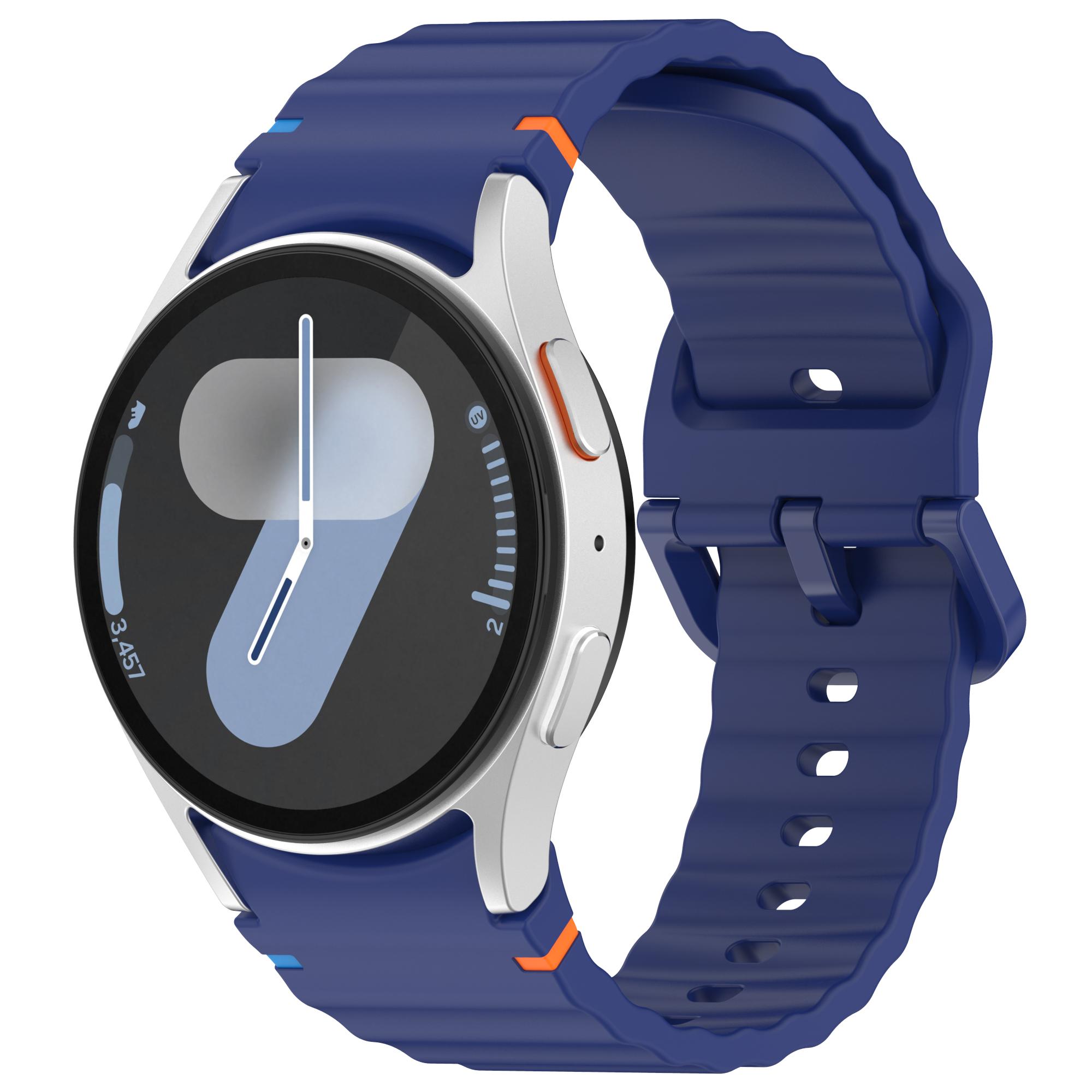 

Silicone Strap For Samsung Galaxy Watch 7/FE/6/5/4 44mm 40mm 5 Pro Wave Bracelet For Galaxy Watch 6 Classic 47mm 43mm Watch band Galaxy 5 Pro 45mm midnight синього кольору