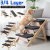 2In1 Wooden Pet Climbing Ladder Foldable Non-slip Carpeted Ramp Stair Portable Car Mounted Steps for Dogs Cat Indoor Outdoor Pet