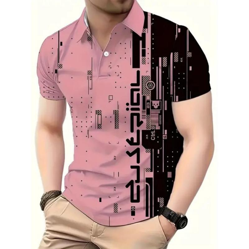Summer New Casual Men's 3D High-quality Short Sleeved Button Polo Shirt