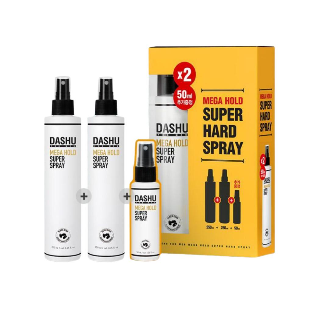 

Dashu For Men Mega Hold Super Hard Hair Spray 250ml 2-Pack Set (+50ml Bonus Travel Size)