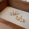Luxury-luxurious Single-line Arc-shaped Stud Earrings for Women, Round Ball-shaped Elegant Earrings, High-end Jewelry