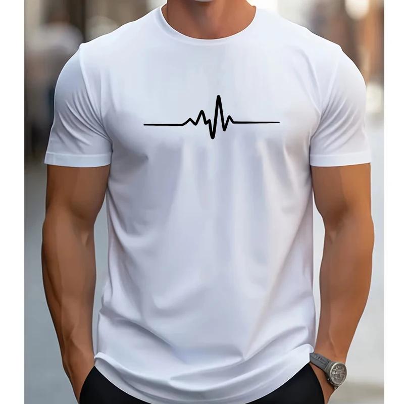 

2025 Мужская футболка из 100% хлопка, летняя, свободного кроя, с креативным графическим принтом, приталенная, повседневная, спортивная, с круглым вырезом, с коротким рукавом, топ XL