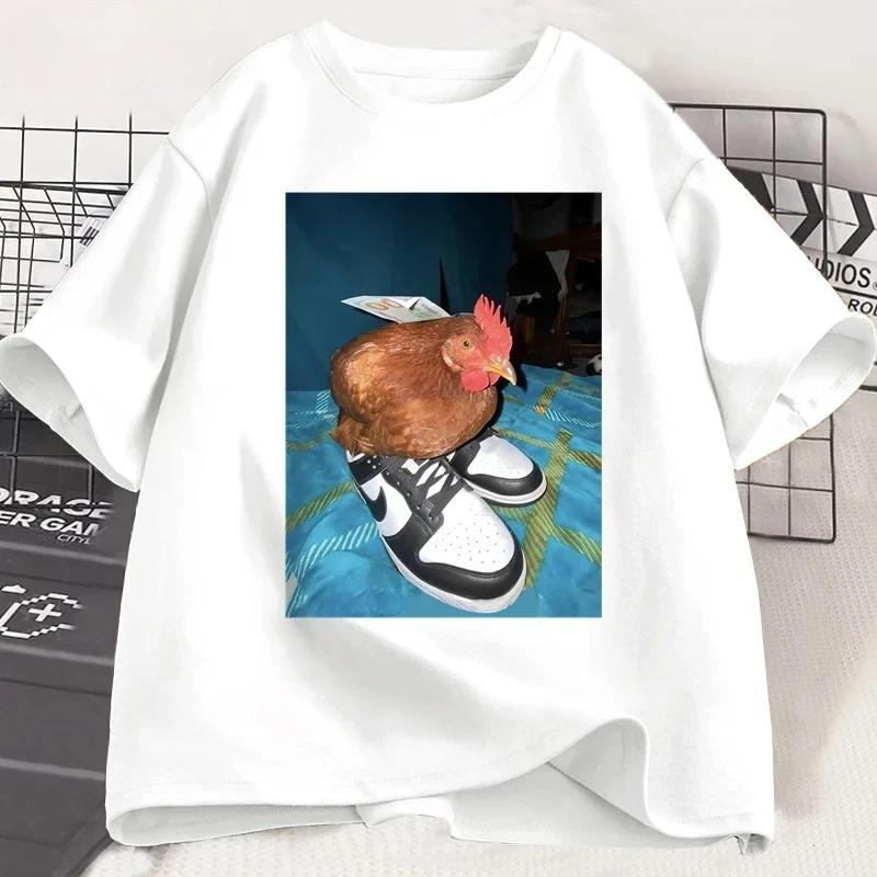 

Harajuku Tshirt Fashion Street Rooster Shoes Printed Pattern Short Sleeve Round Neck Versatile Womens Tshirt S