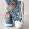 Damen Cut-Outs Spitze Netz Denim Schuhe Frau Sommer Flach Freizeit Schuhe Atmungsaktive Stoffschuhe Studenten Sneaker
