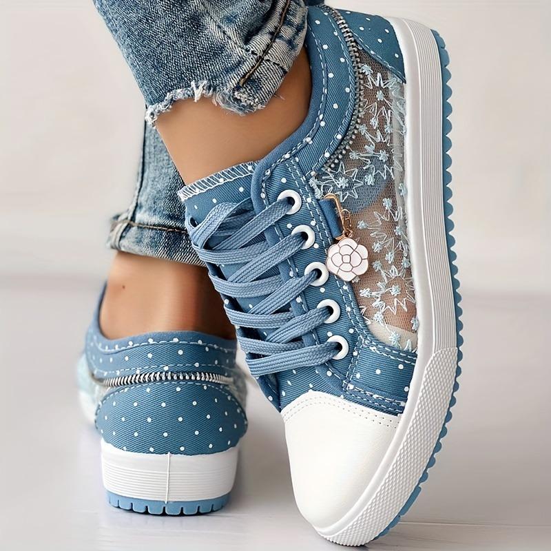 Damen Cut-Outs Spitze Netz Denim Schuhe Frau Sommer Flach Freizeit Schuhe Atmungsaktive Stoffschuhe Studenten Sneaker