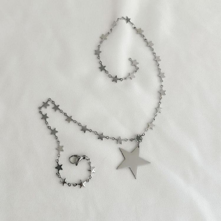 Fashion Edgy Star Pendant Necklace Handmade Clavicle Chain for Women Girls