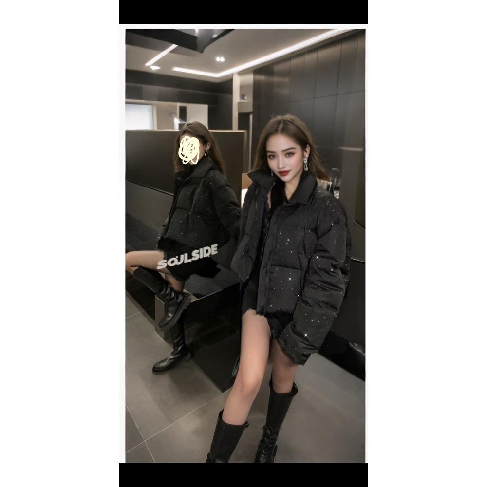 2025 women's winter new down padded jacket with bricks and small potatoes to wear a slim down cotton outside
