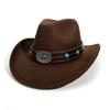 Western Cowboy Hat Autumn And Winter Male And Female Knight Hat European And American Style Big Edge Top Hat Jazz Hat