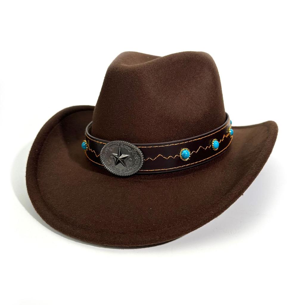Western Cowboy Hat Autumn And Winter Male And Female Knight Hat European And American Style Big Edge Top Hat Jazz Hat