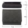[Inden-ya] Inden Bifold Wallet with Bill Compartment E 2215, Black Deerskin with Black Lacquer, Small Checkered Pattern, 10cm x 11cm x 3.5cm,