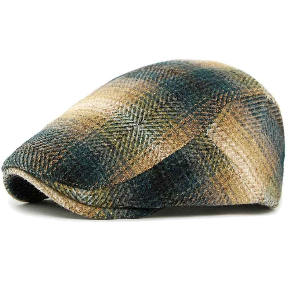 HT4903 Beret Cap New Autumn Winter Wool Beret Hat Women Plaid Artist Painter Hat Male Female Ivy Flat Cap Adjustable Mens Berets