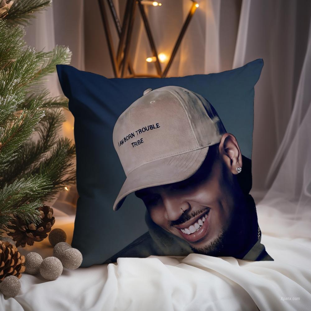 Hot C-Chris Brown Cushion Cover Premium Comfort Reversible Pillow Cove -Two in One Design for Any Room & Car Interior