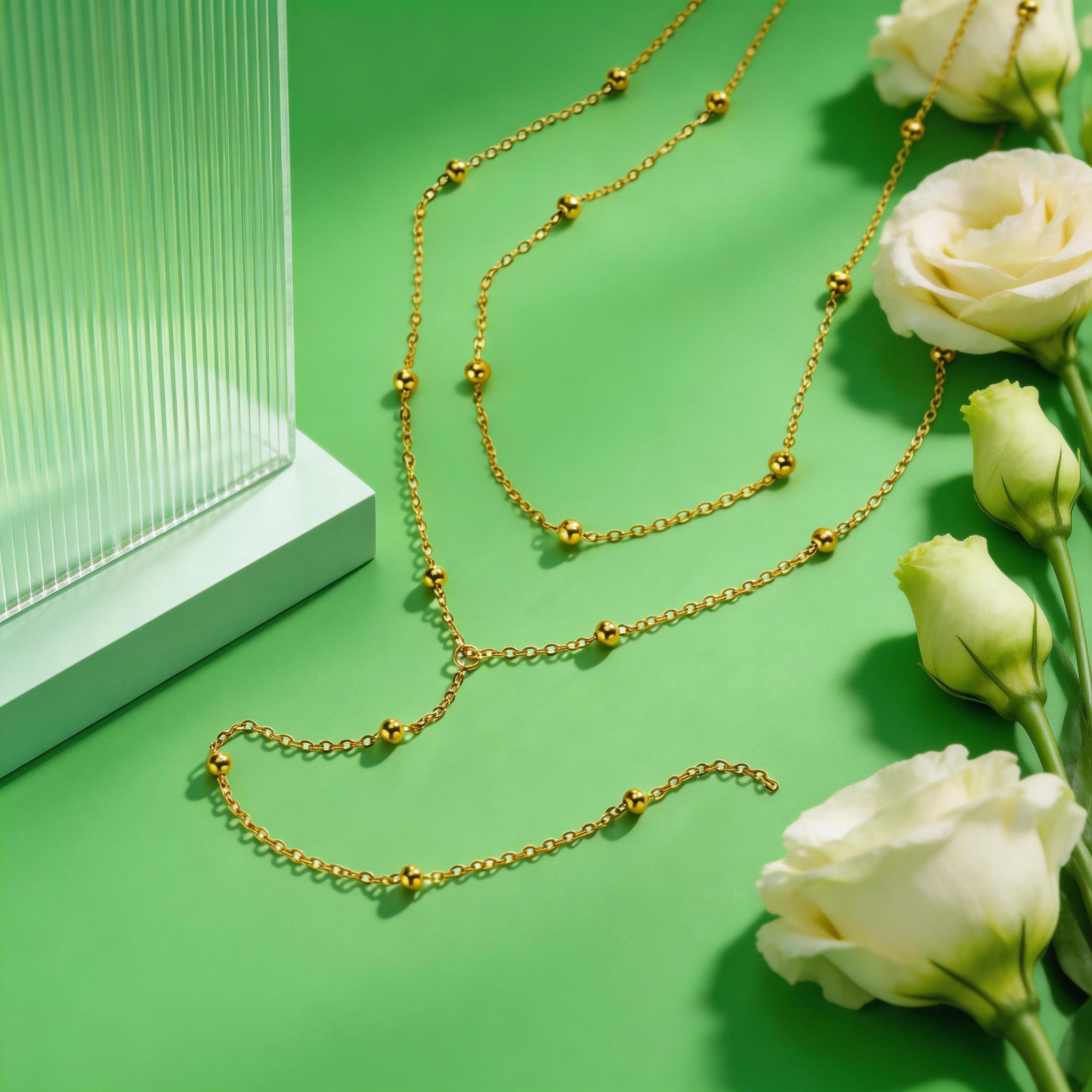 

Minimalist Long Tassel Y-Shaped Necklace for Women Stainless Steel Double-Layer Spacer Beads Chain Necklaces Elegant Jewelry