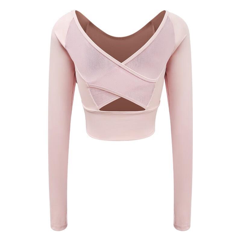 Women s Mesh Cross-Back Long Sleeve Yoga Top S-XL