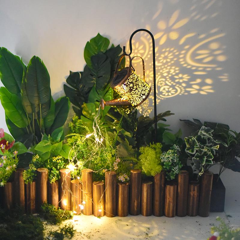 Solar Wrought Iron Kettle Garden Light: Hanging Courtyard and Lawn Decoration