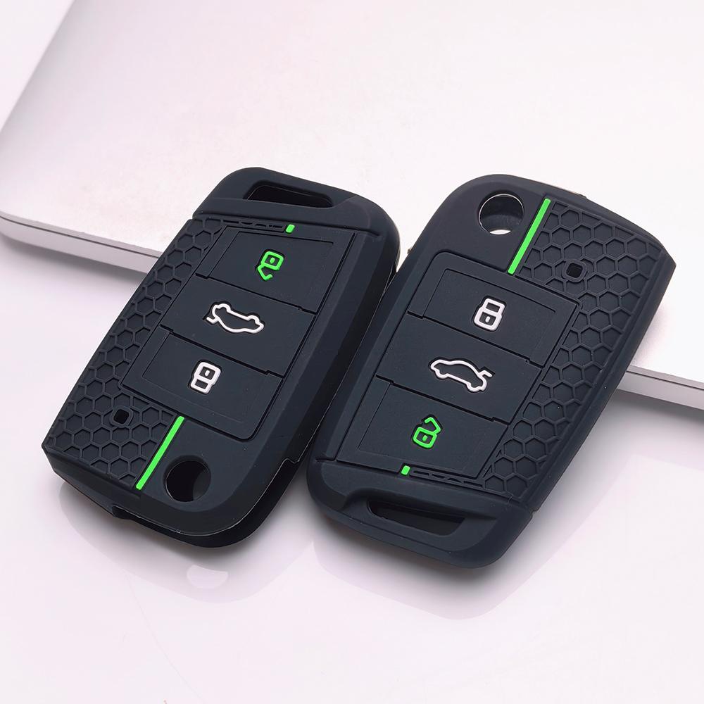 Key Fob Cover for VW Golf Tiguan Passat Polo Octavia A7 Mk7 Mk2 B8 Anti-Scratch Surface Shockproof Structure Soft Grip Texture Easy Install Design