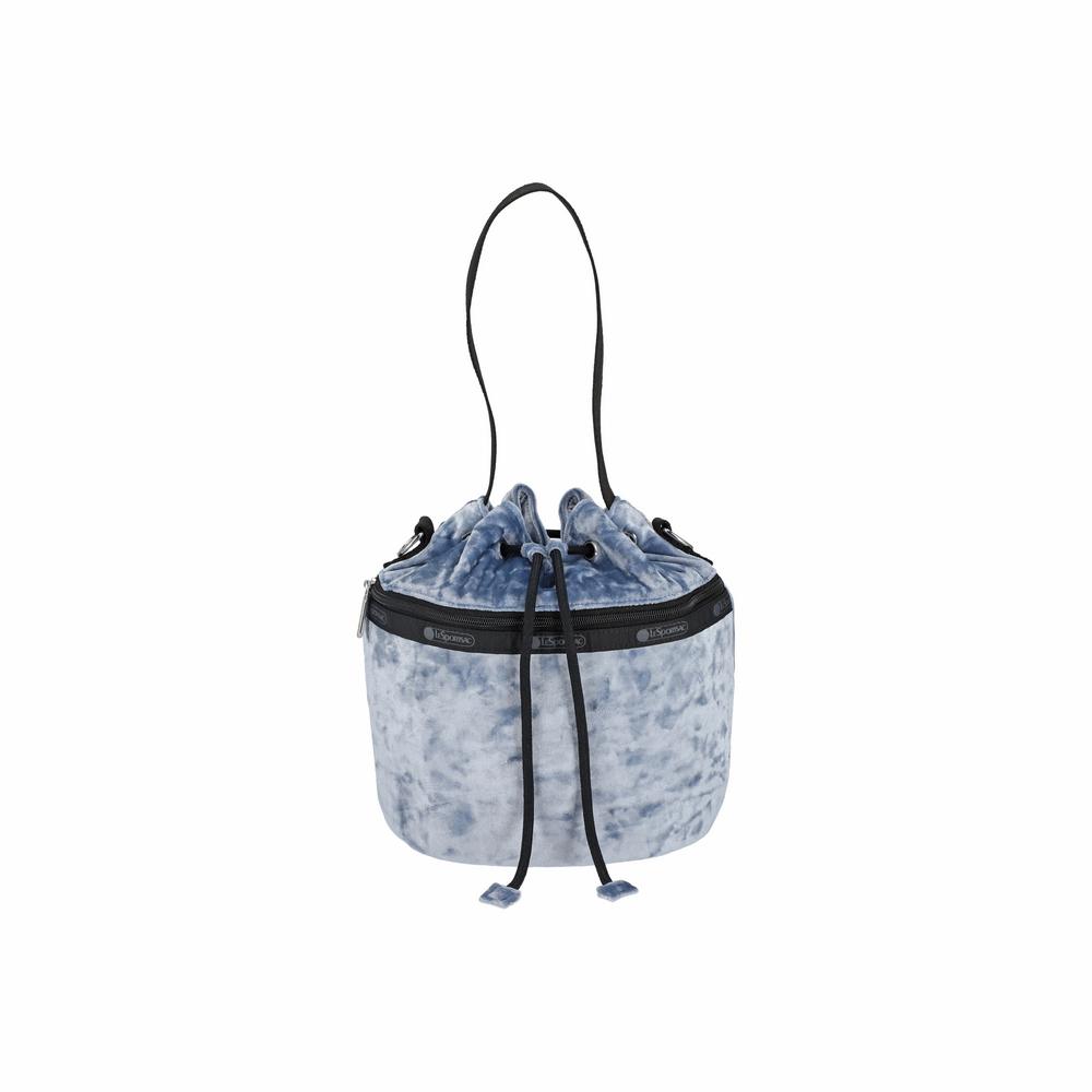 Lesportsac Velour Blue Drawstring Bucket Bag [3870.M246]