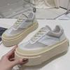 "2024 Autumn Women's Thick-Soled White Platform Sneakers - Stylish, Breathable Biscuit Casual Shoes"