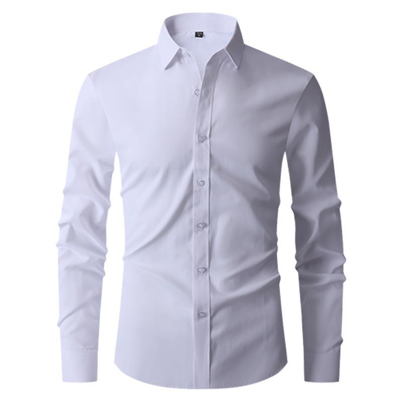 Men S Business Slim Fit Long Sleeve Solid Color Shirt M
