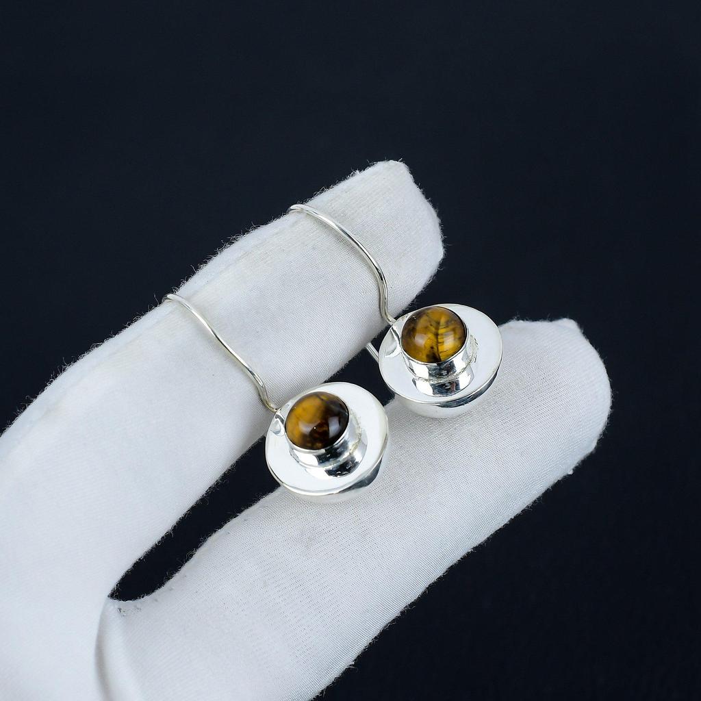 Náušnice z přírodního drahokamu tygří oko, náušnice ze sterlingového stříbra 925, ručně vyráběné boho stříbrné šperky visací náušnice, dárek k narozeninám