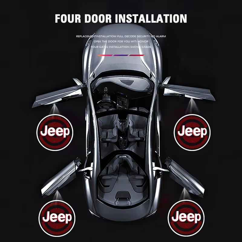 For Jeep 2Pcs JEEP HD Car Door Welcome Light Led Projector Lamp For Jeep Renegade Compass Grand Cherokee Wrangler Jk Gladiato