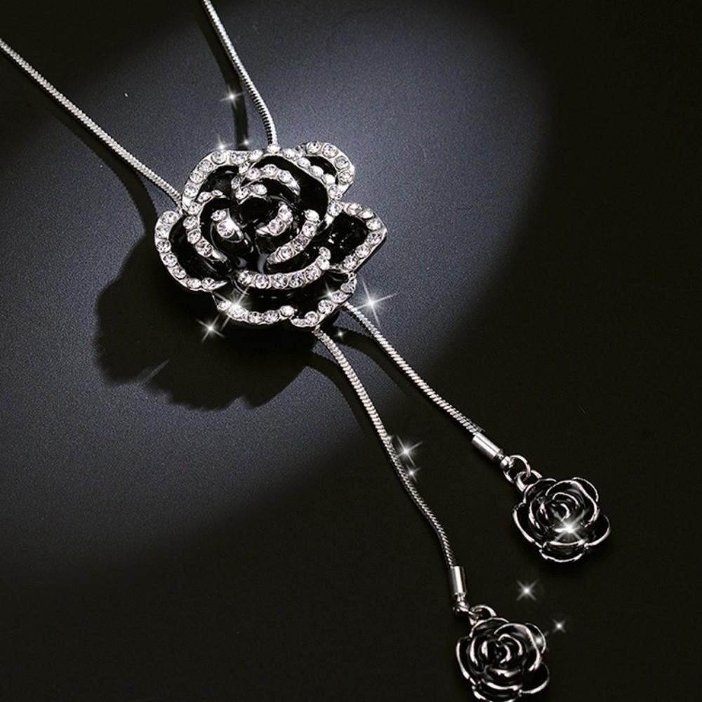 Silver Black Necklace Rose Gold Women Long Necklace Unique Clavicle Chain Festival
