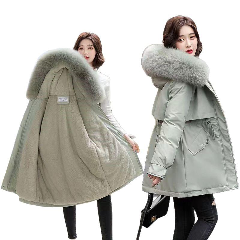 Winter 2025 Thickened Cotton Clothes Women's Fashion Versatile Women's Fleece Jacket with Fur Collar