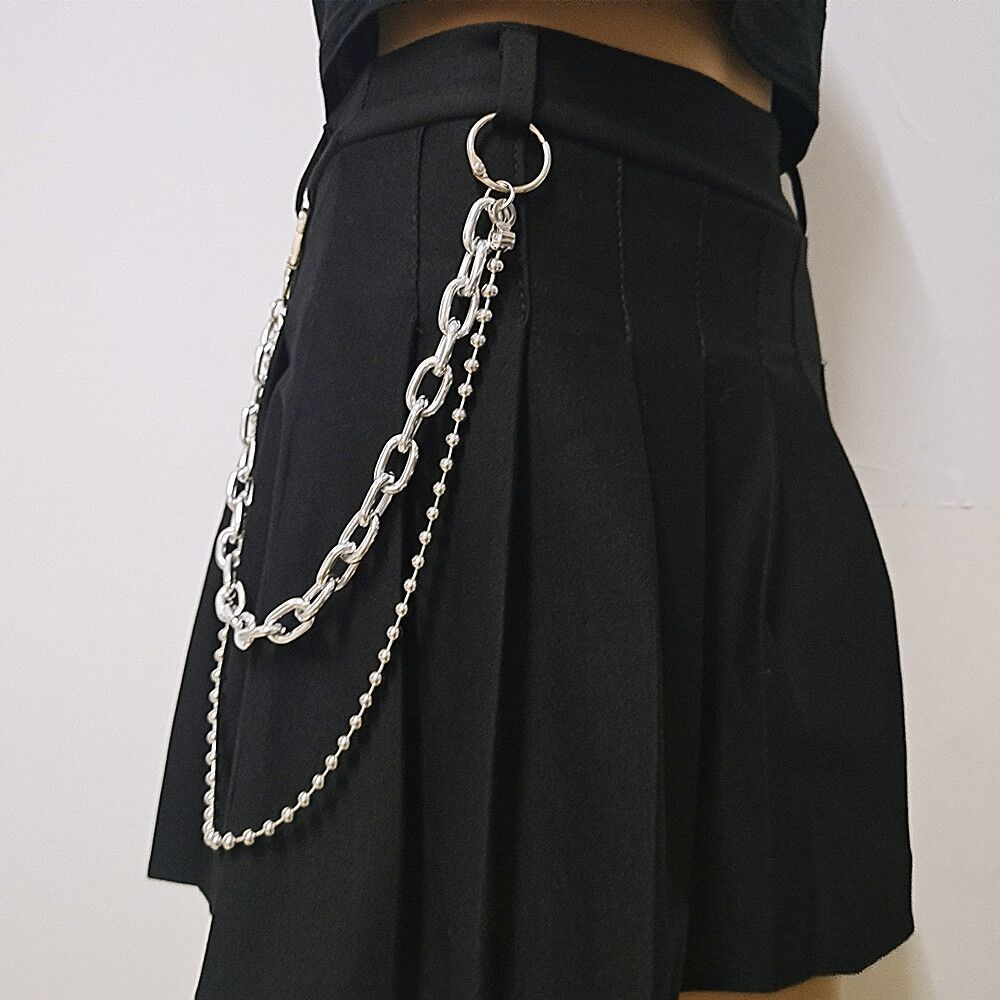 Hip hop trendy cool simple metal chain men's and women's trousers, retro street auction waist chain
