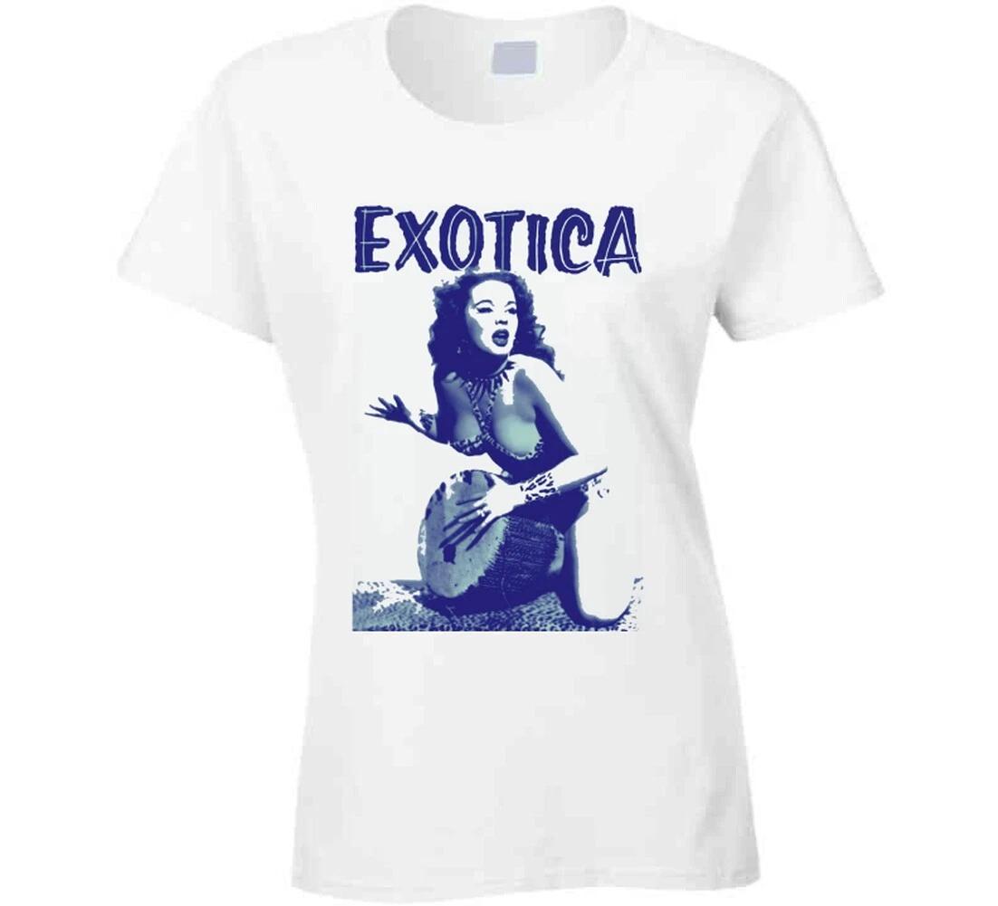White T-shirt Retro Vintage Tee Exotica Leopard Pinup Bongos Bongo Drums Beatnik L