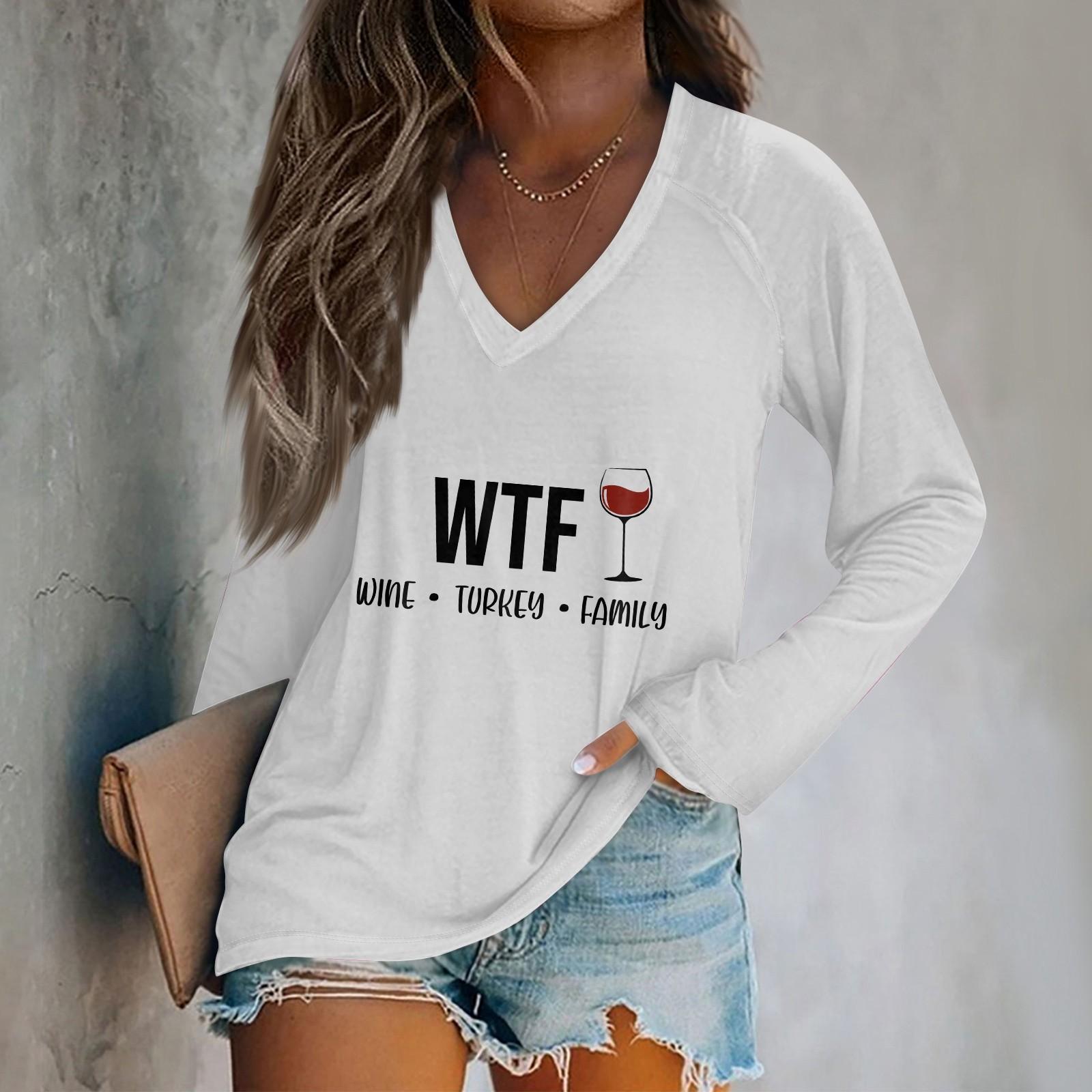 

Женская повседневная мода с графическим принтом, винтажный повседневный принт, длинный рукав, V-образный вырез, пуловер, топ, блузка, Рождество XXL белый