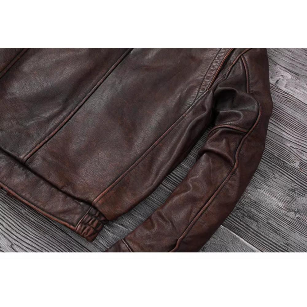 Chinese Size Vintage Genuine Leather Jacket Men Real Cowhide Air Force Flight Suit A2 Pilot Jacket Bomber Jacket