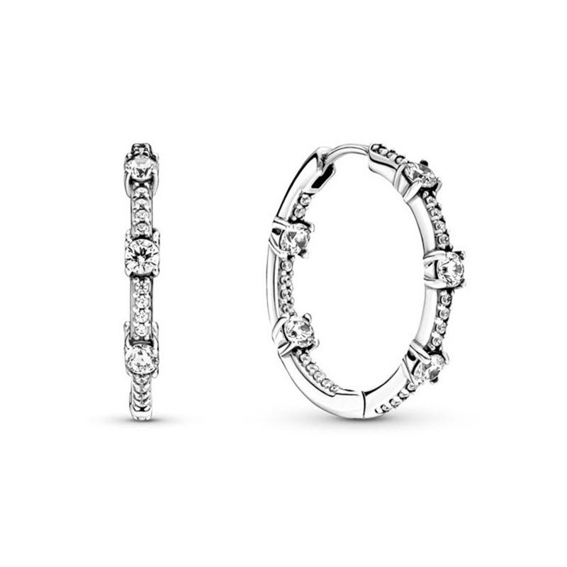Sparkling Heart Hoop Earrings 925 Silver Heart Earring Glitter Zircon Large Circle Earrings Women Fine Jewelry Present