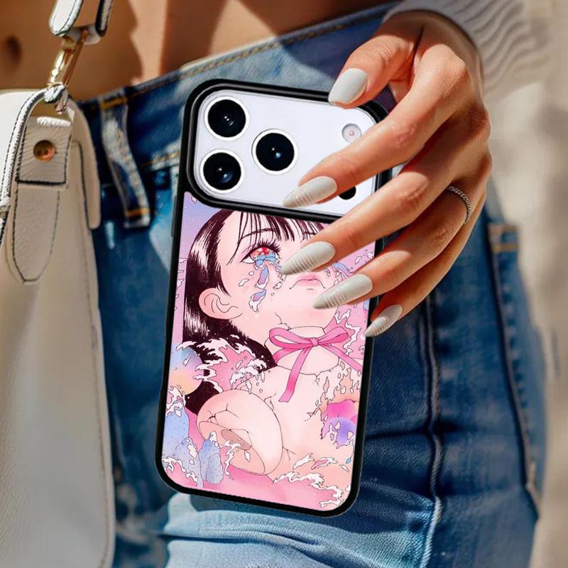 Cartoon Girl illustration Phone Case For iPhone 17 Air 14 15 13 12 Max Cover For Apple 14 15 16 16e 11 Pro Max Plus Coque