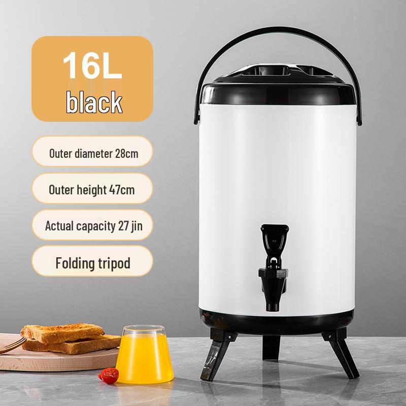 Commercial Stainless Steel Insulated Double-Layer Bucket for Milk Tea & Soy Milk, Large Capacity 