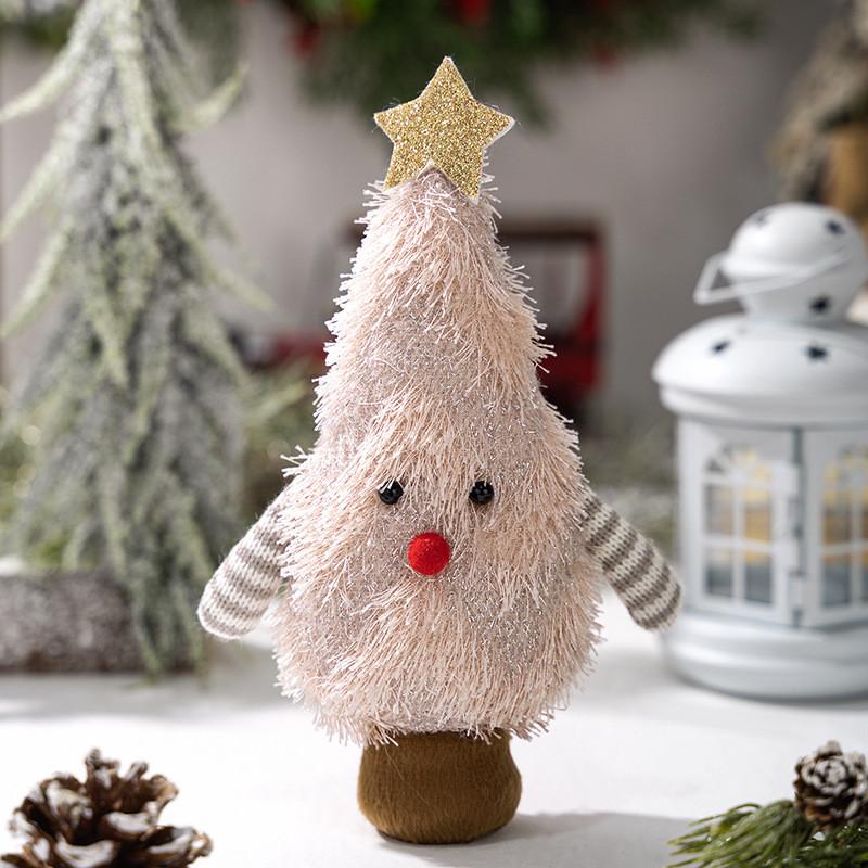 Tree Christmas Shape Ornament With Fabric Construction For Holiday Decor Party
